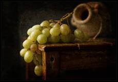 Jug and grapes...