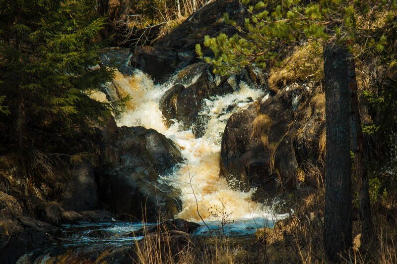 Водопад Ахвенкоски в Карелии
