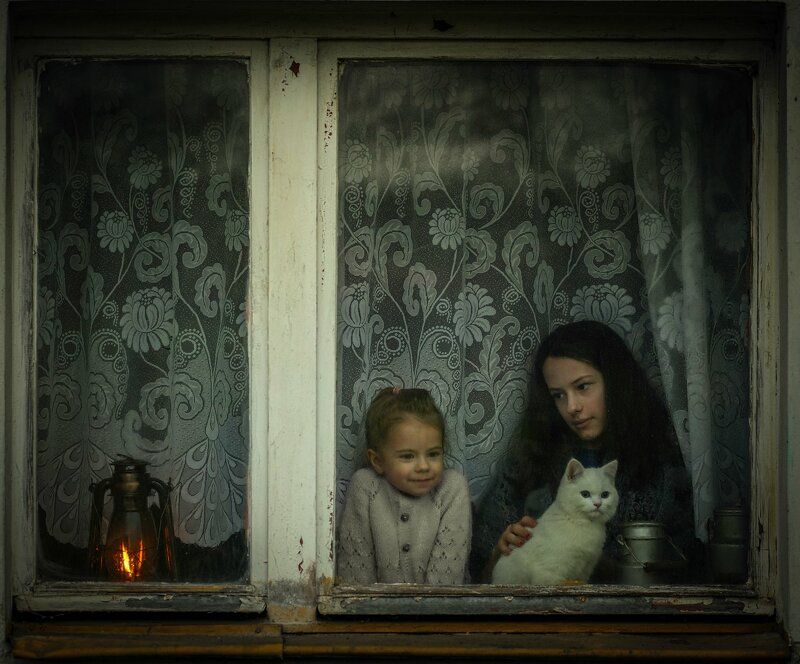 дети в окне