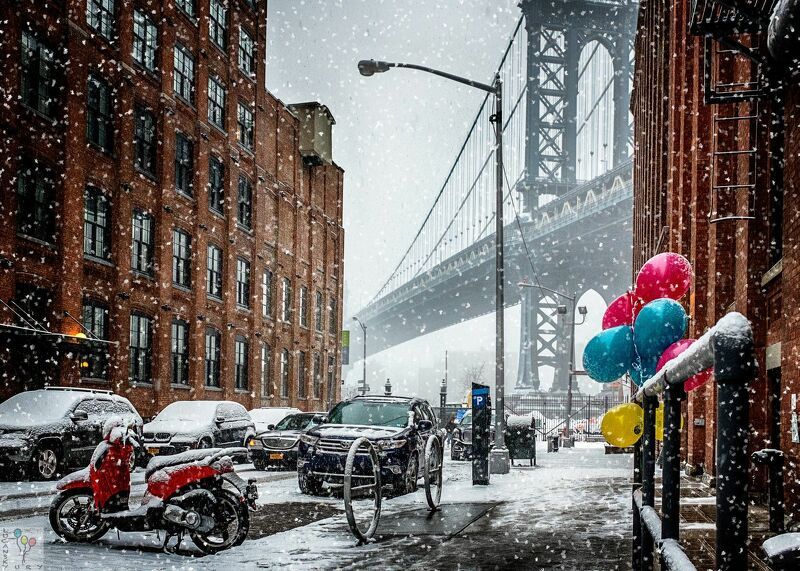 Снег над Манхэттенским мостом