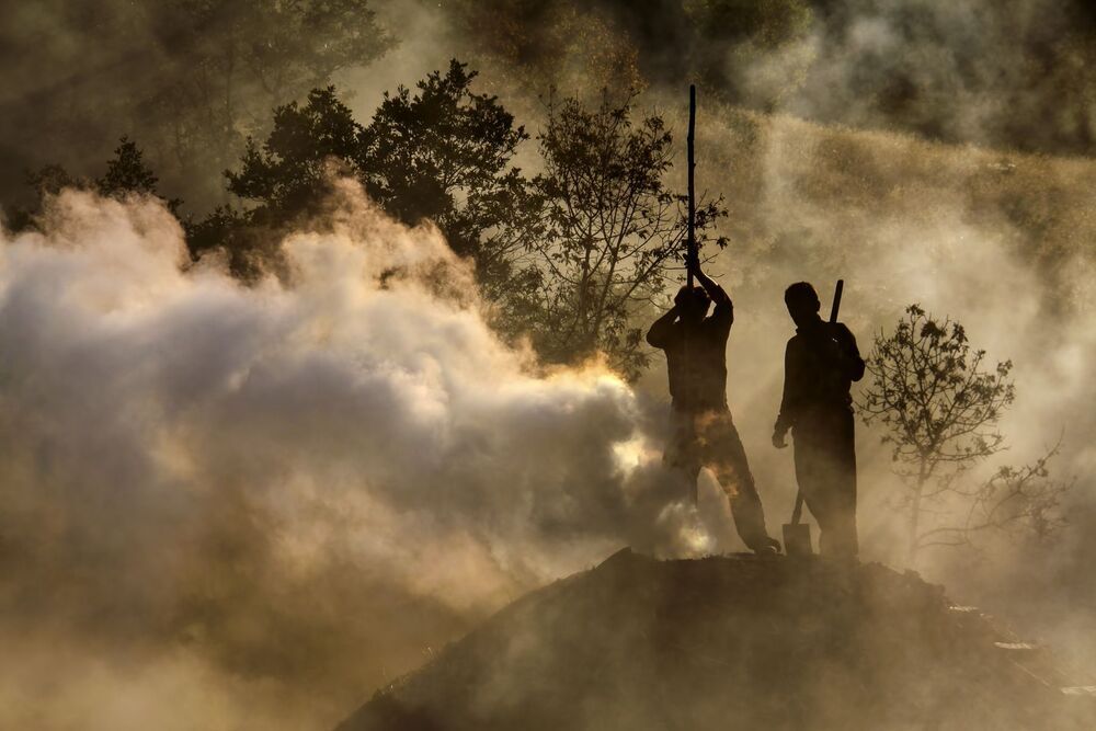 Wood charcoal workers