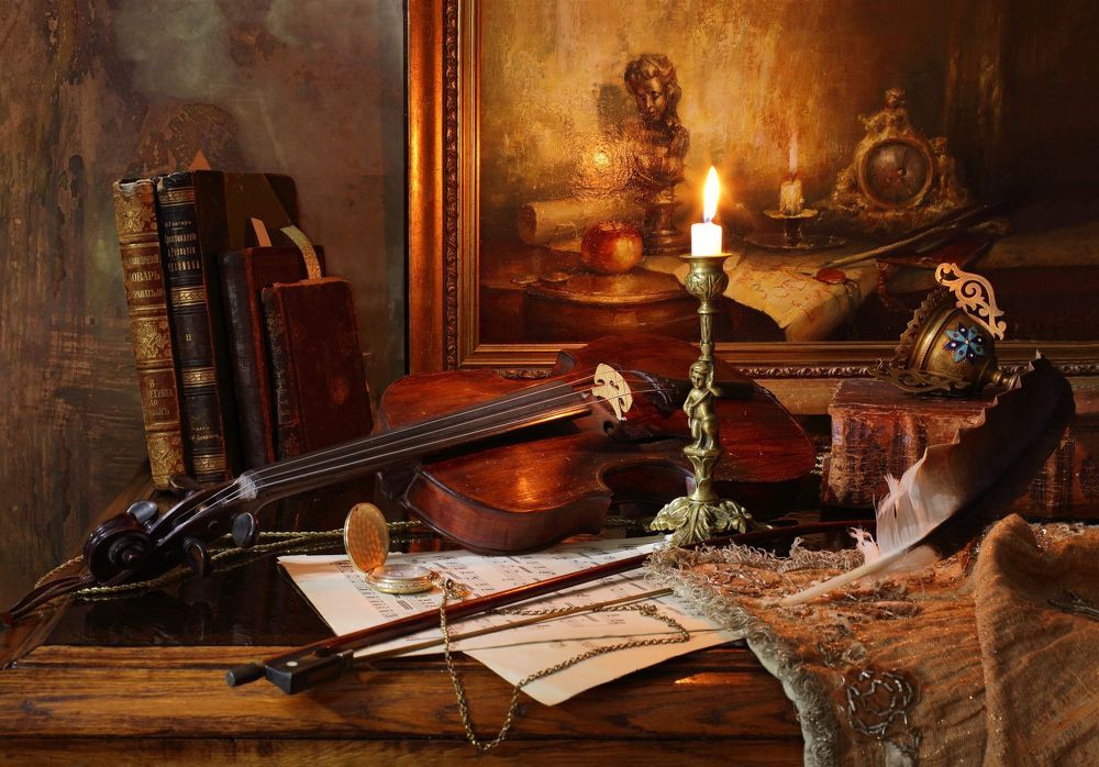 Натюрморт со скрипкой и картиной