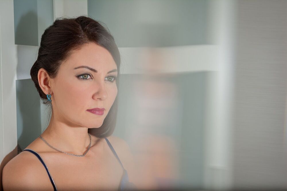 The girl in a blue dress