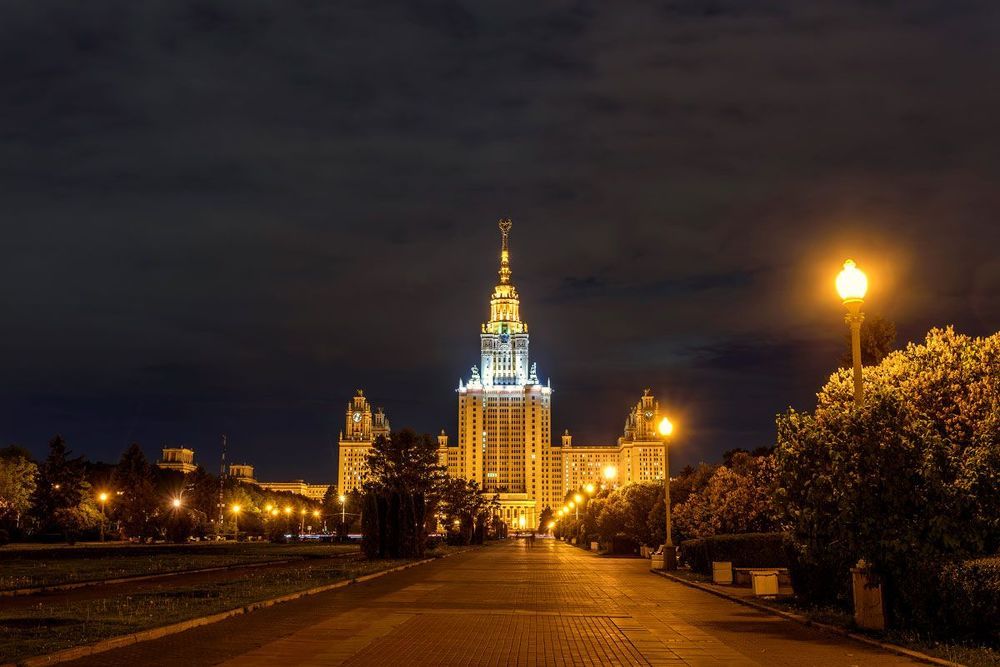 Ночная Москва. МГУ.