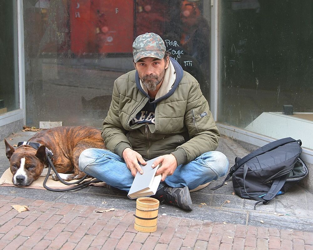 living on the street.