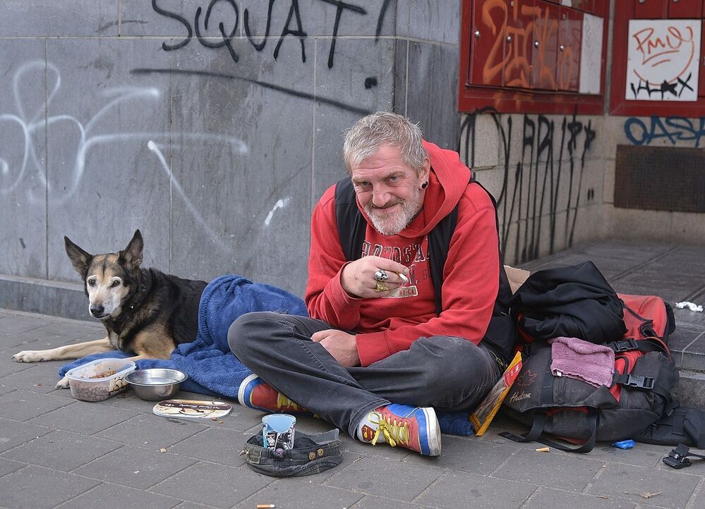living on the street.