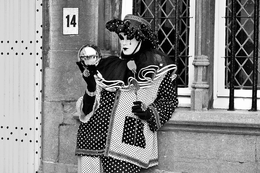The costumes of Venice in Bruges(Belgium).B&W.