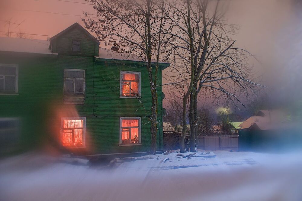 Ночная Устюжна (вазелин на стекле )