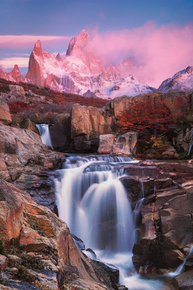 Mount Fitz Roy at sunrise, El Chalten. Patagonia. Argentina; Head in the Clouds. Langtang. Nepal; Golden music of the Garonne. Gateway Viguerie. Toulouse; Watercolor of rain. North Berwick. Scotland; Autumn in Los Glaciares National Park; White summer nig