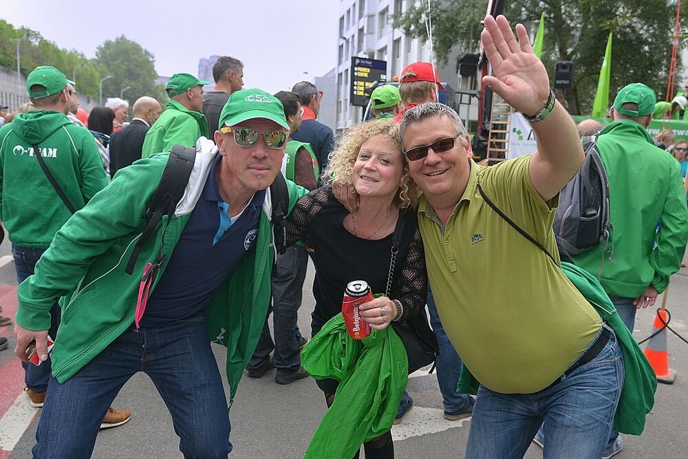 Demonstration in Brussels against increase in retirement age.
