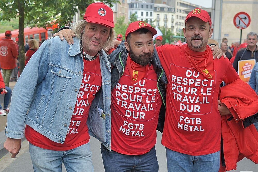 Demonstration in Brussels against increase in retirement age.