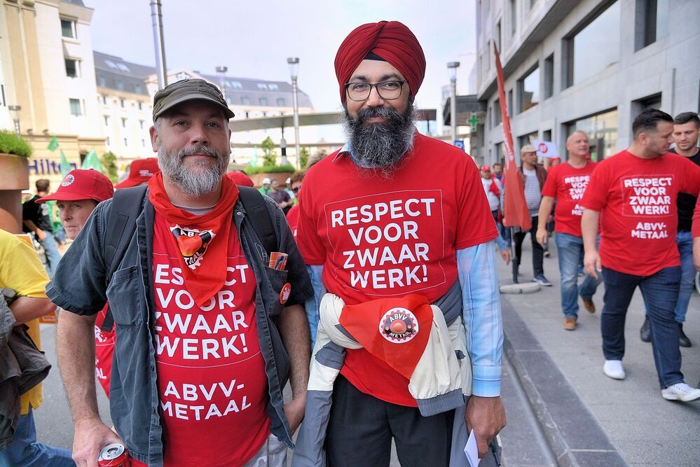 Demonstration in Brussels against increase in retirement age.
