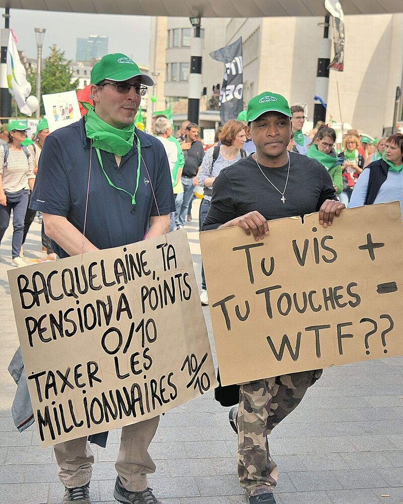 Demonstration in Brussels against increase in retirement age.