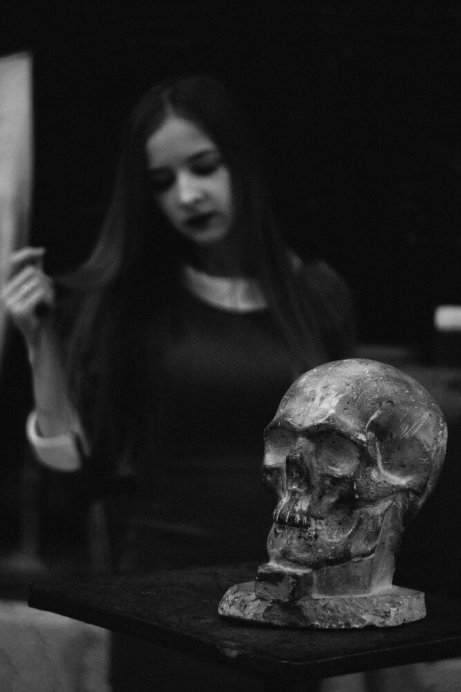 In the studio sculpting