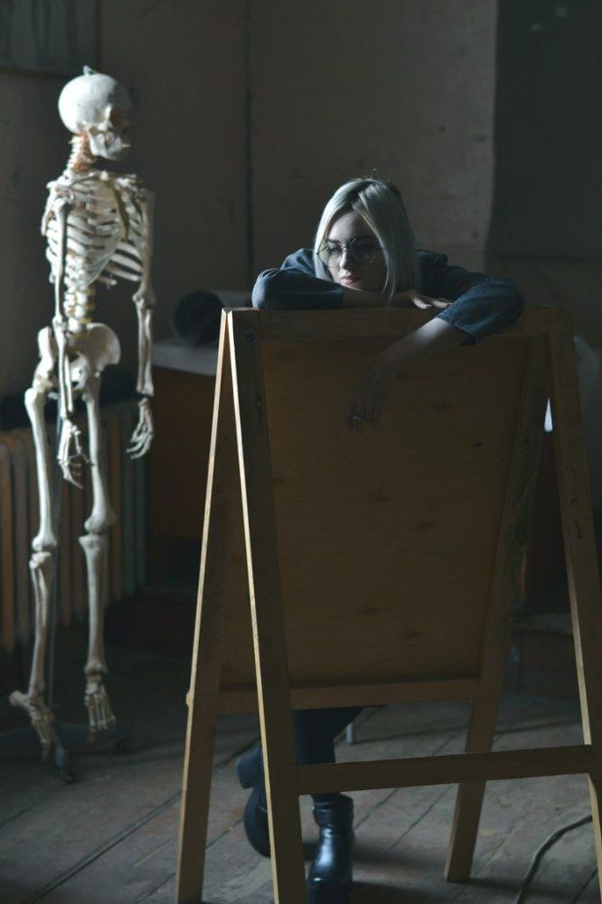 with a skeleton