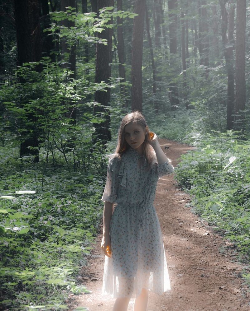 polina in a clear glade