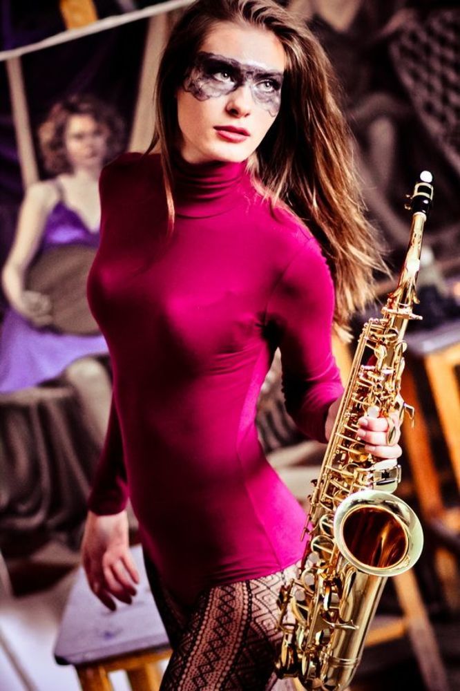 saxophone and a woman