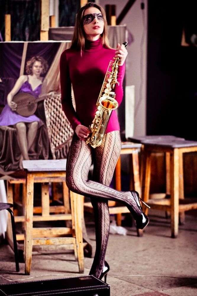 saxophone and a woman