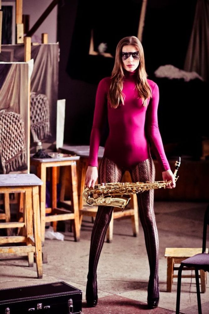 saxophone and a woman