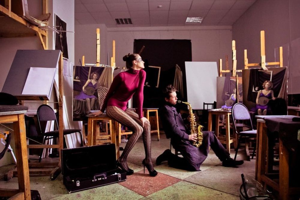 saxophone and a woman