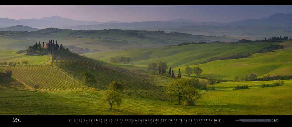 Villa Belvedere, Val d'Orcia, Tuscany, Italy. April 2013. Panoramic