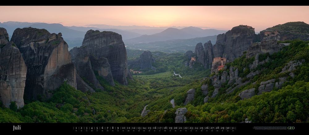 Meteora Monasteries. Meteora, Thessaly, Greece. October 2012. Panoramic