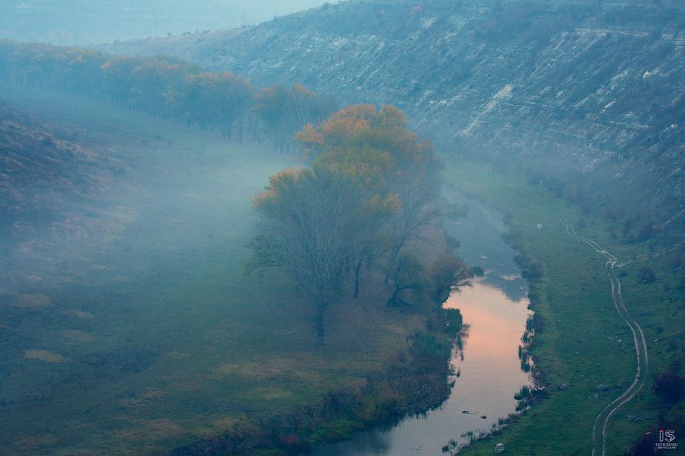 Morning fog. Autumn.