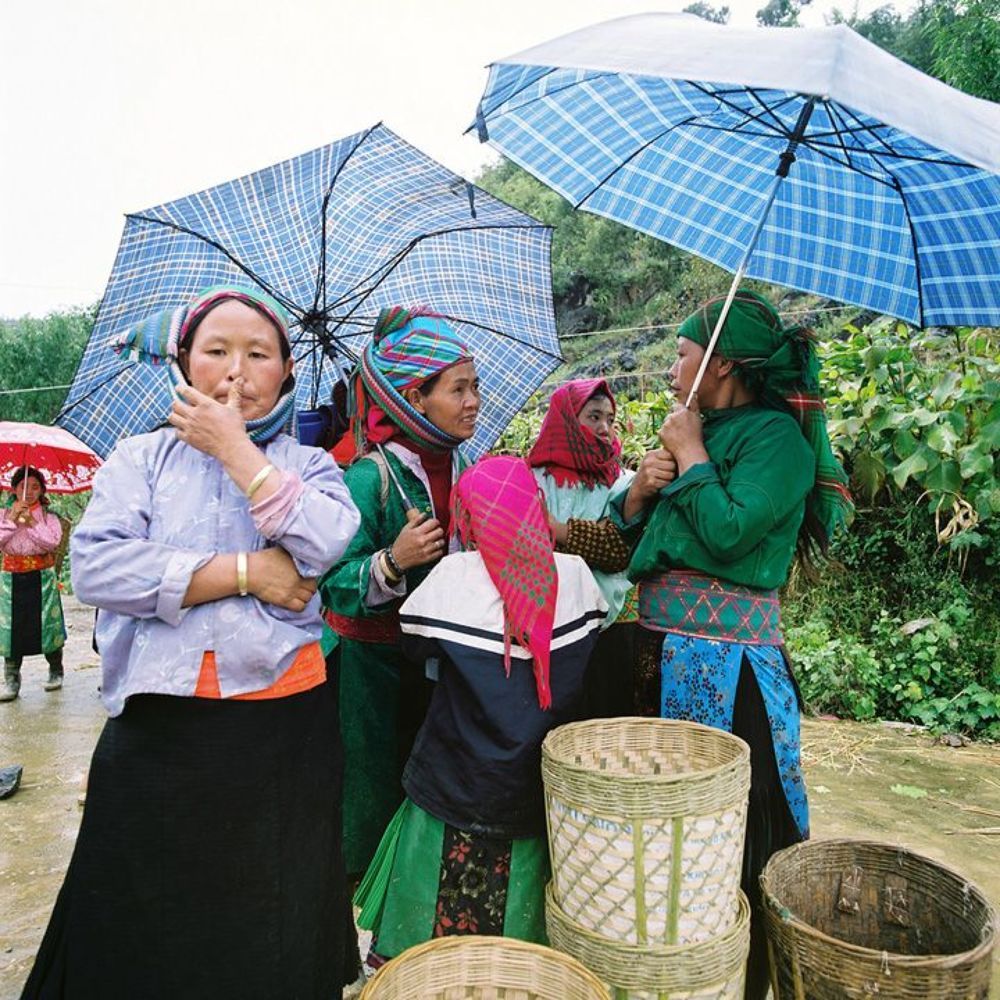 Umbrellas on mountain market