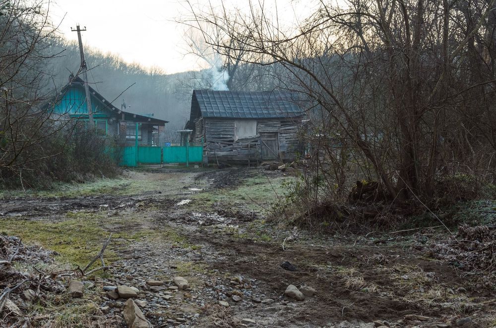 Январское утро в кубанской станице.