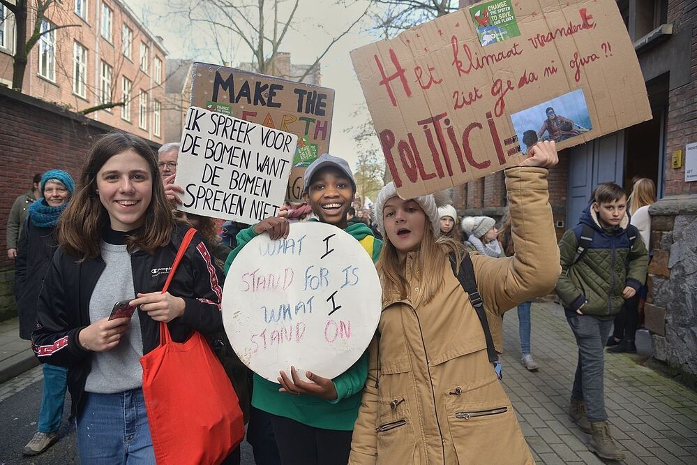 Demonstration against global warming in Leuven(Belgium).