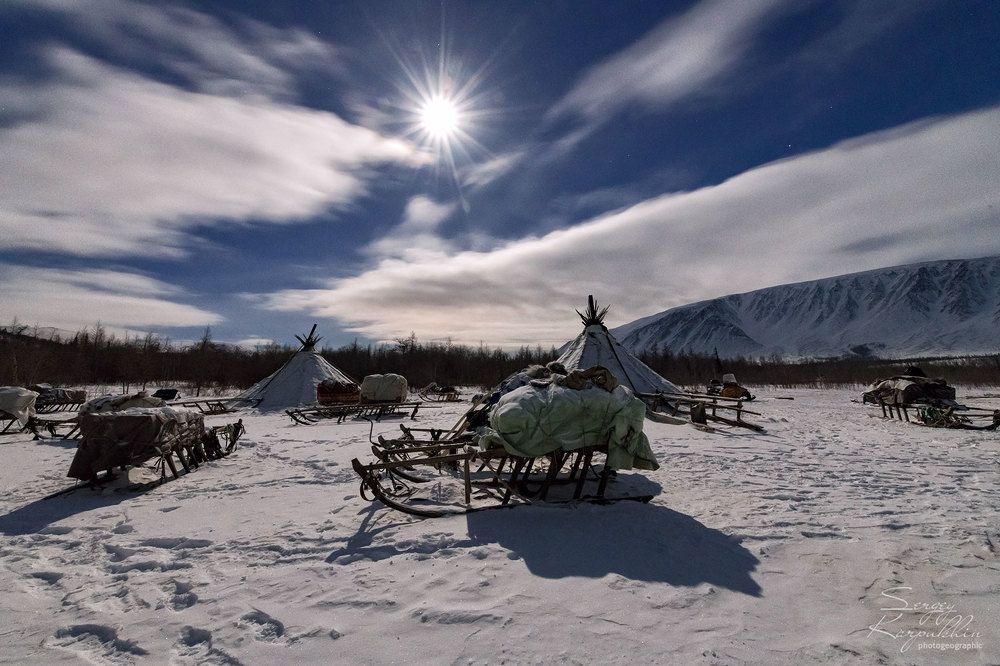 Лунная ночь в ненецком стойбище