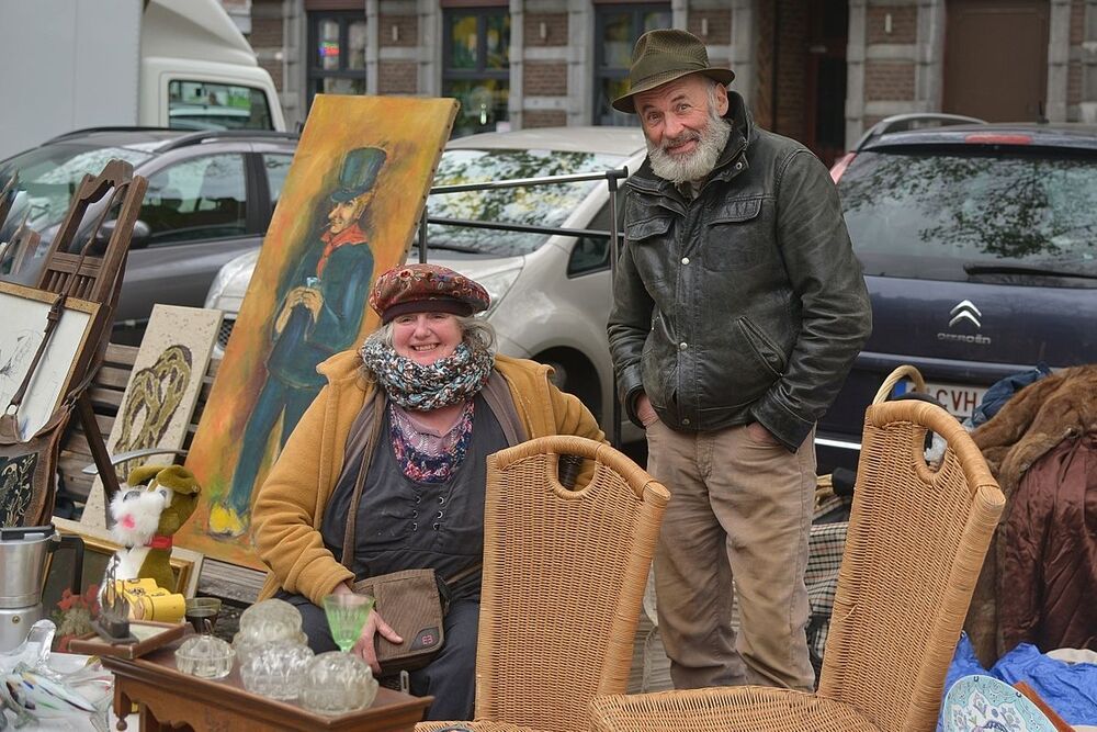 The flea market of Outremeuse(Li&egrave;ge,Belgium).