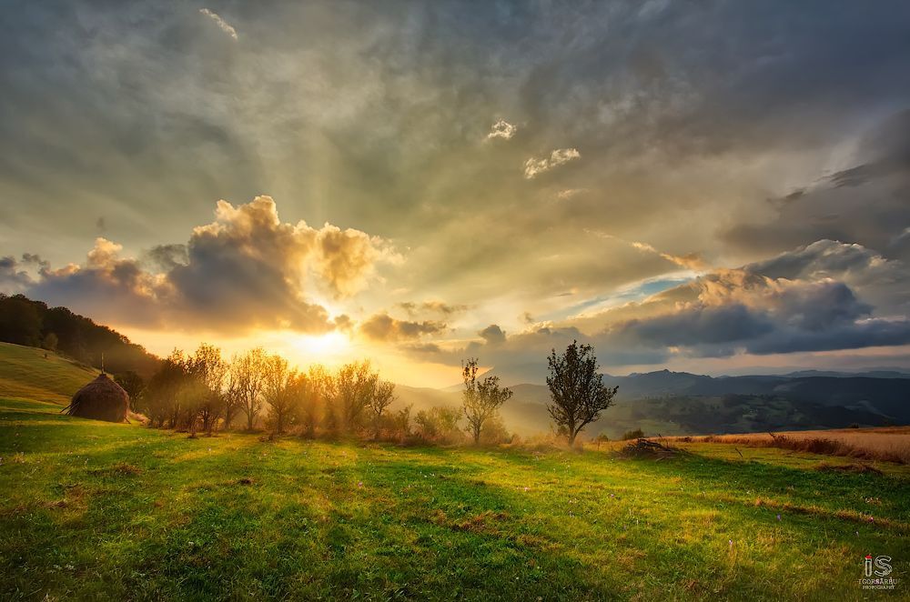 Magestic sunset in the Carpatian Mountains
