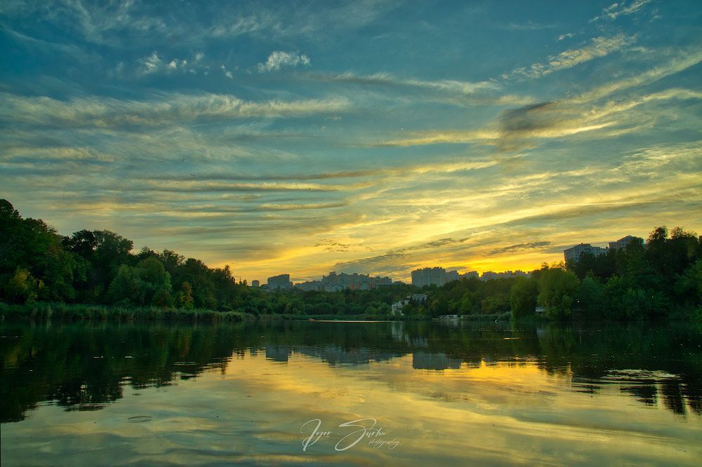 Autumn sunset over the lake