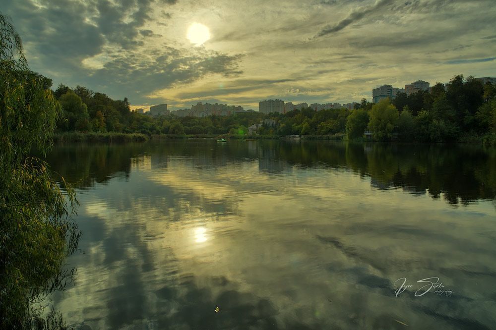 Autumn sunset over the lake