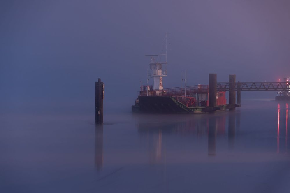 Old ferry in mist