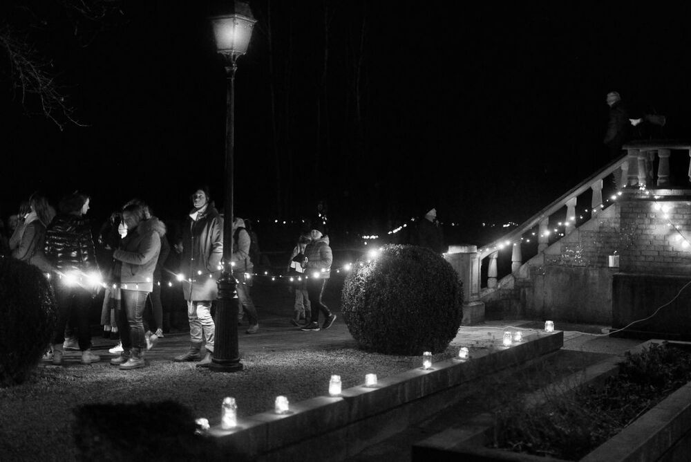 Walking in the night.