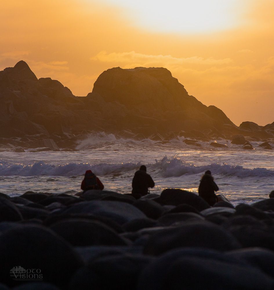 Amazing conditions by Utakleiv beach, photographers waiting for the perfect moment...  Lofoten Islands, Norway - Landscape Photography Workshops, March 2020.