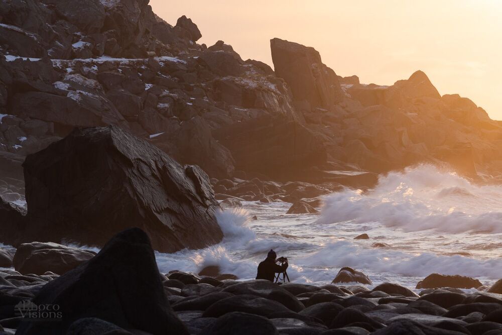 Amazing conditions by Utakleiv beach, photographers waiting for the perfect moment...  Lofoten Islands, Norway - Landscape Photography Workshops, March 2020.