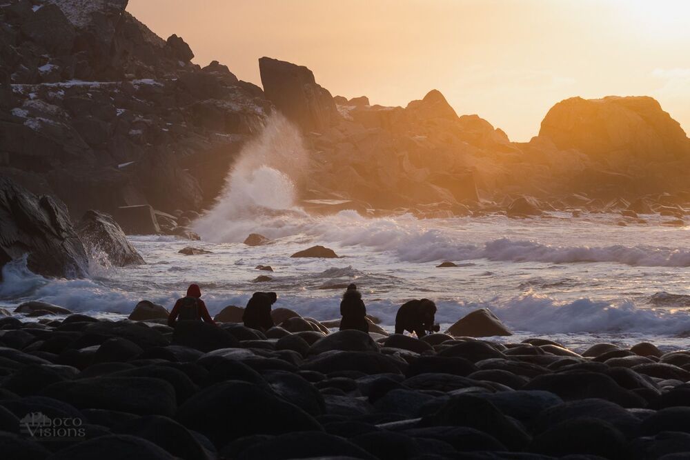Amazing conditions by Utakleiv beach, photographers waiting for the perfect moment...  Lofoten Islands, Norway - Landscape Photography Workshops, March 2020.