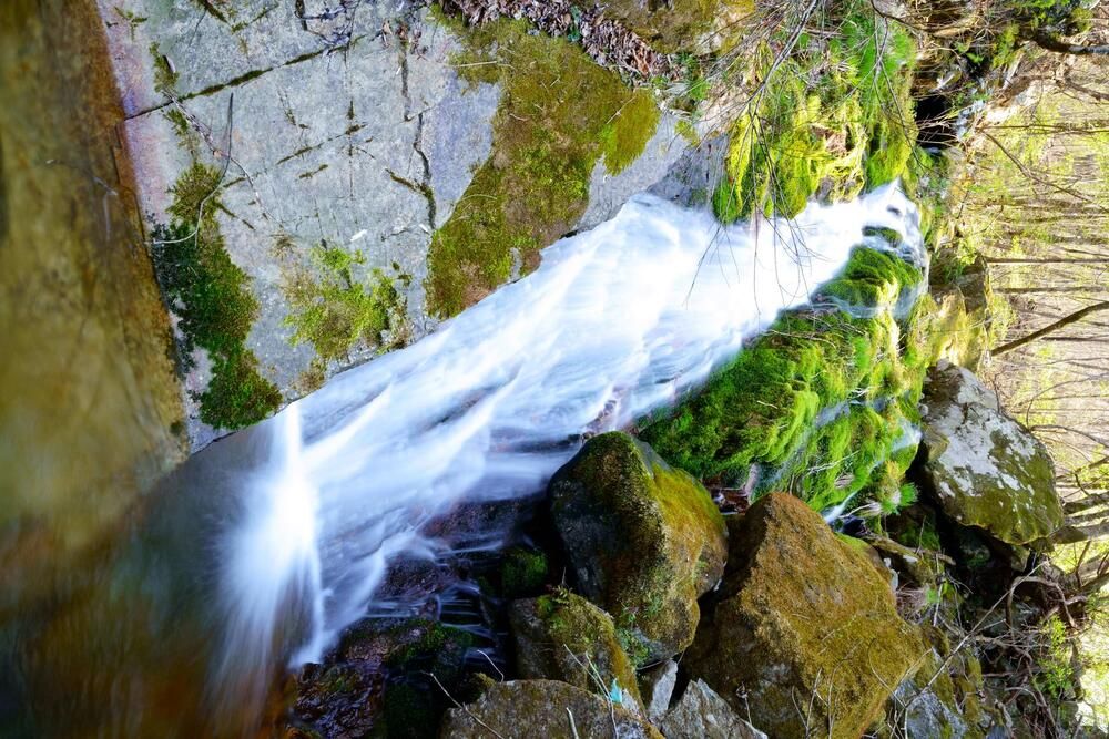 Moss waterfall in early spring