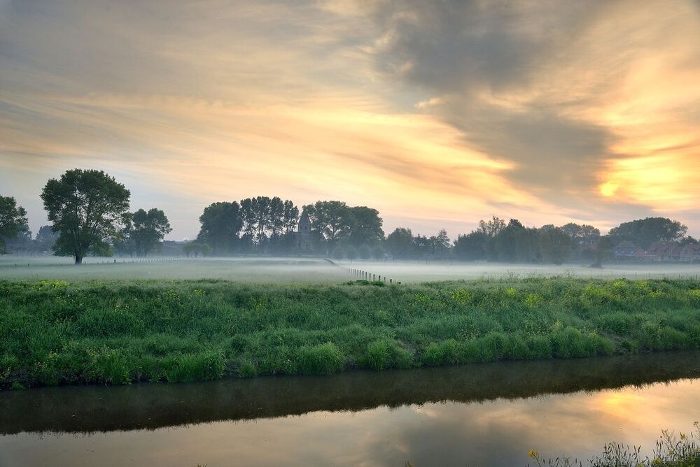 Morning in the village Werken(Belgium).
