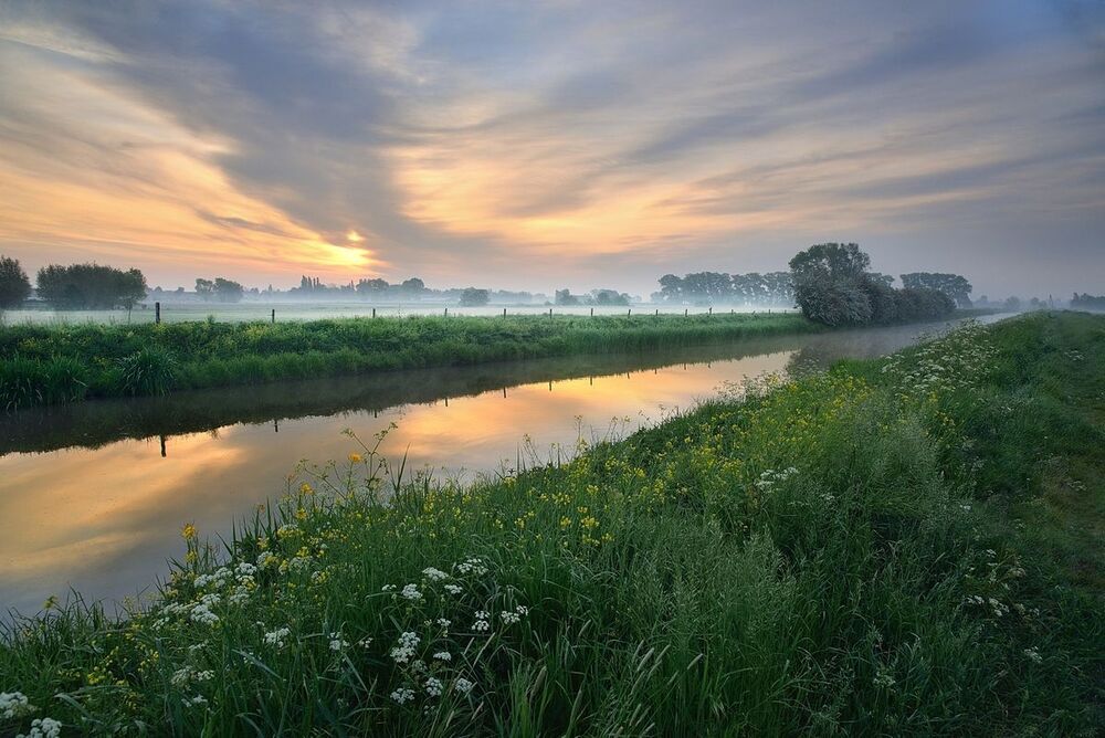 Morning in the village Werken(Belgium).