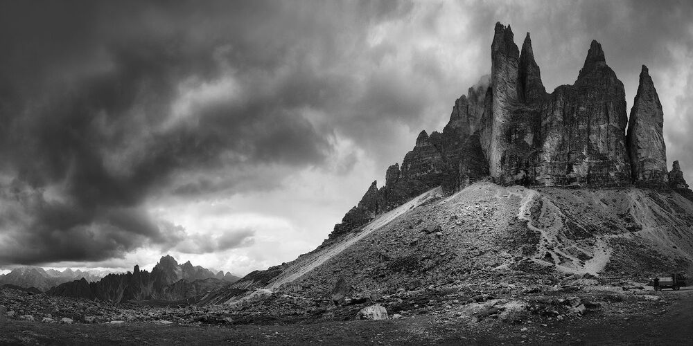Black-white Tre Cime di Lavaredo