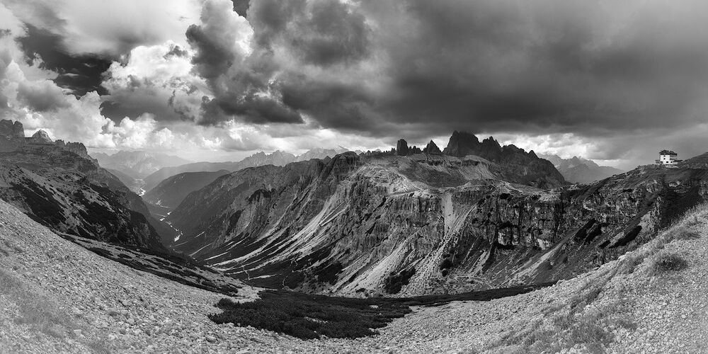 Black-white Tre Cime di Lavaredo