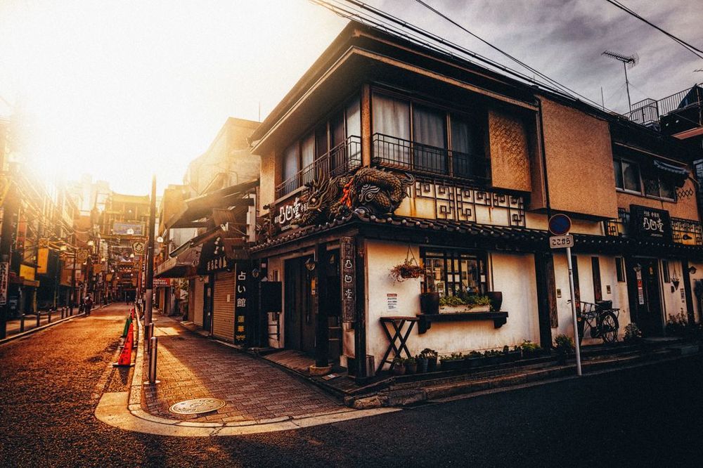 sunrise at china town in Japan
