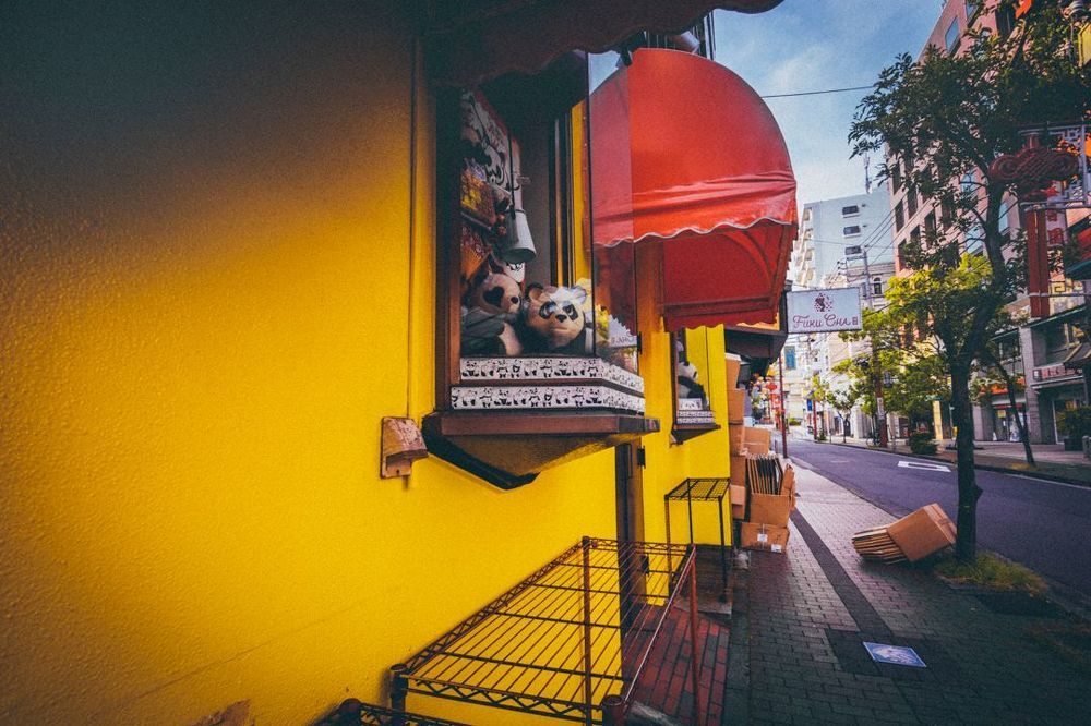 sunrise at china town in Japan