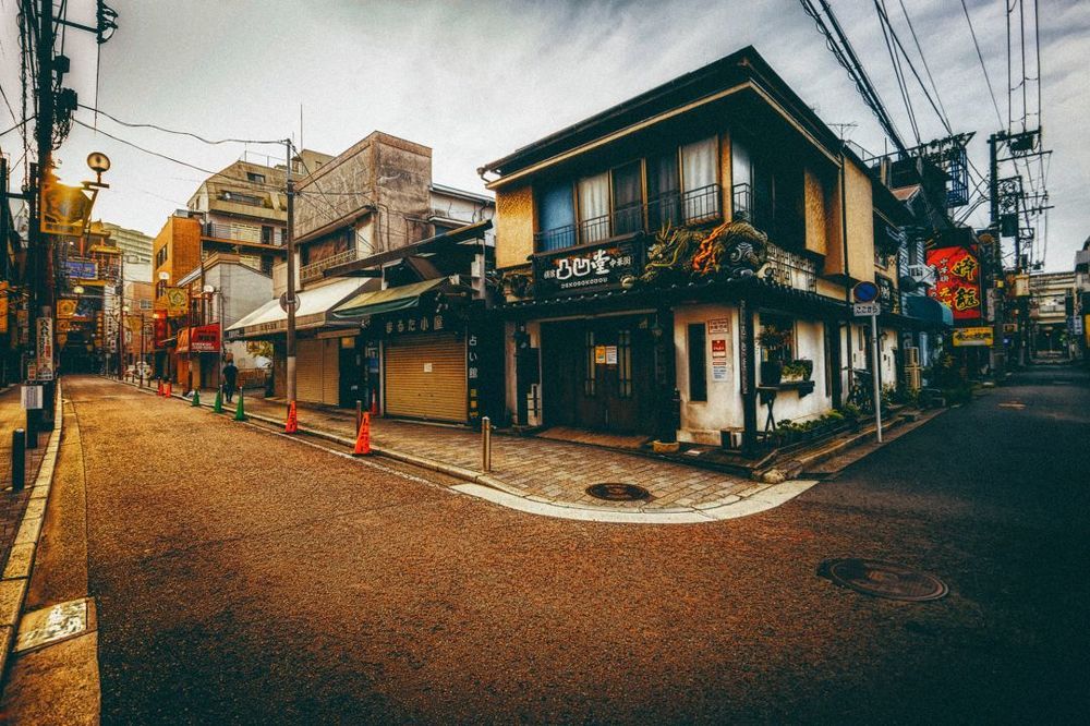 sunrise at china town in Japan