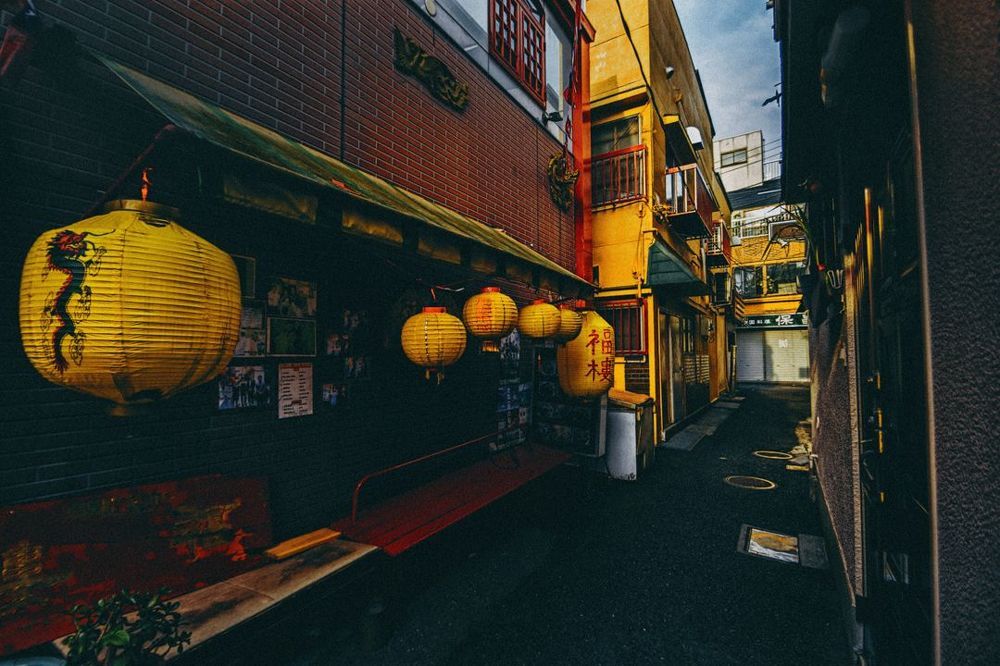 sunrise at china town in Japan