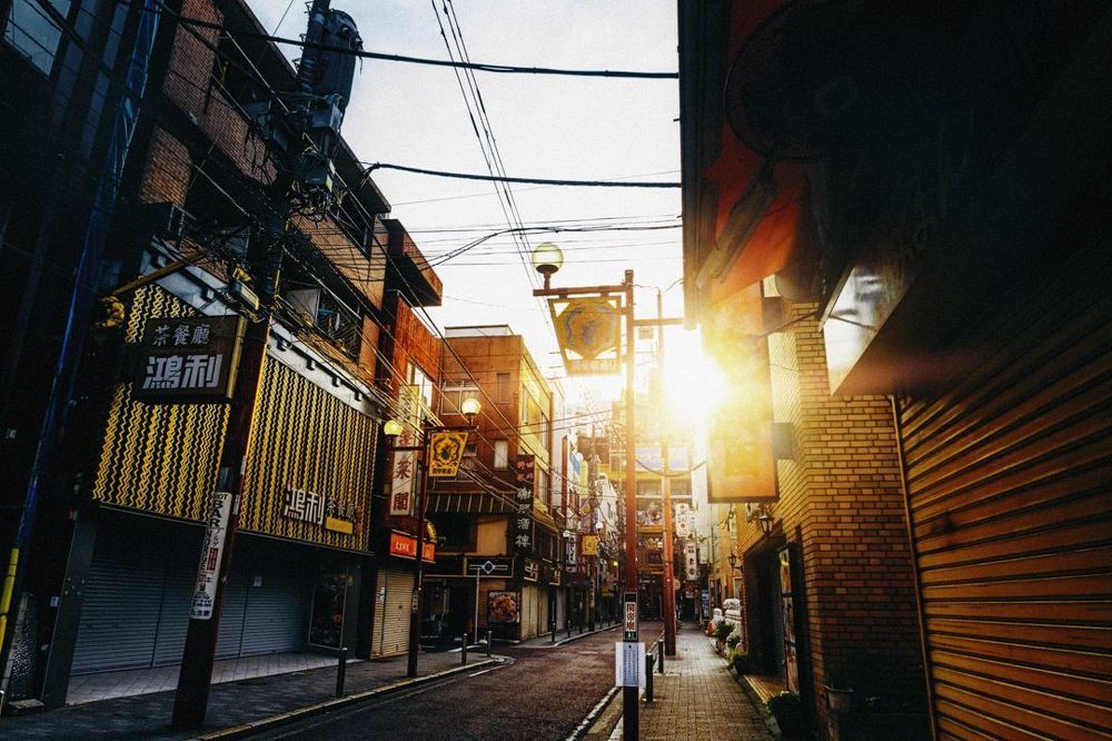 sunrise at china town in Japan